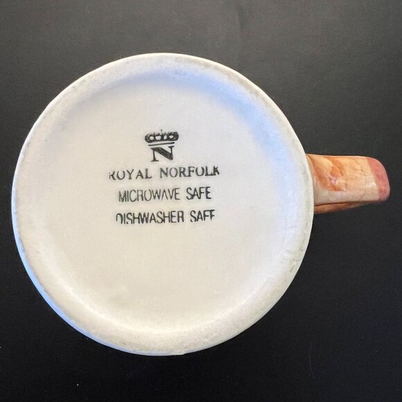 Vintage ROYAL NORFOLK Hand Painted Flowers and  Fresh Fruit Stoneware Mug - Picture 6 of 7